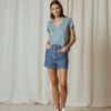 T-SHIRT MANICA CORTA SCOLLO A V IN LINO INDI&COLD - immagine 4