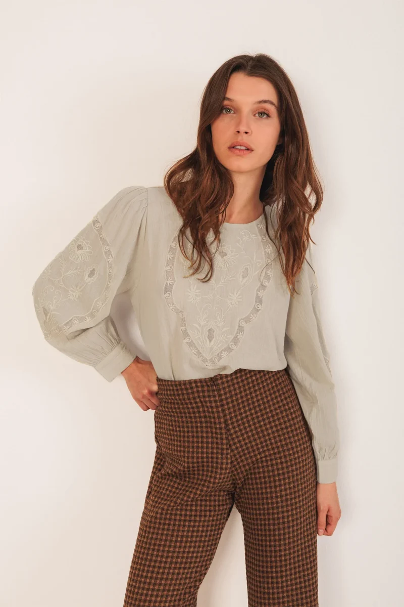 CAMICIA GIROCOLLO RICAMATA - INDI & COLD