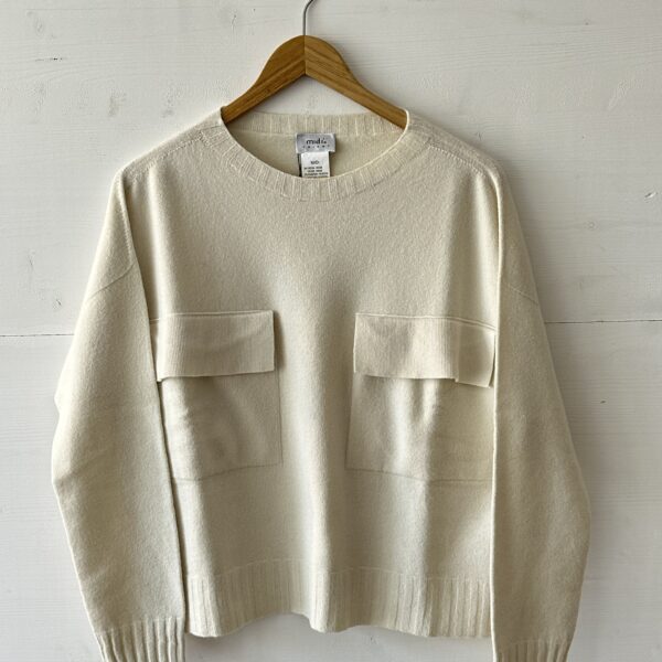 Maglia girocollo in viscosa con tasche