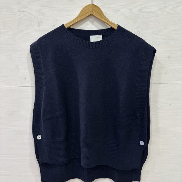 Gilet blu navy, misto viscosa, con bottoni laterali - PRANI