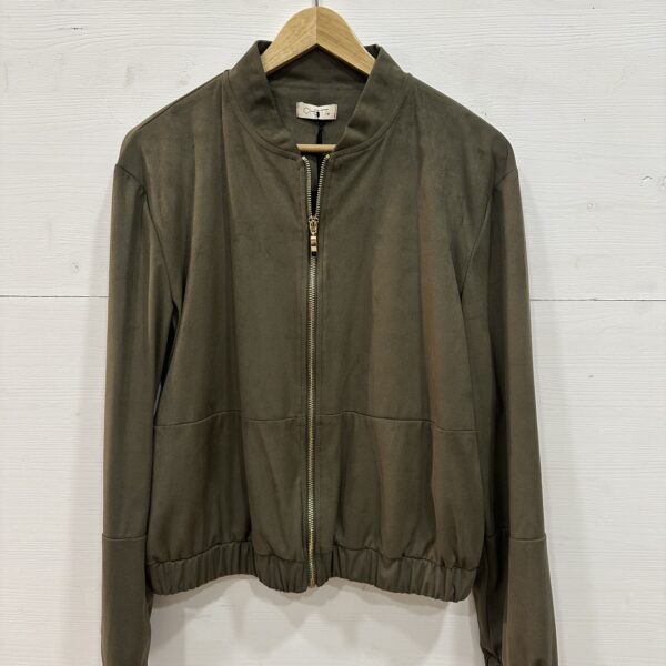 Bomber da donna effetto suede verde militare CHEITT