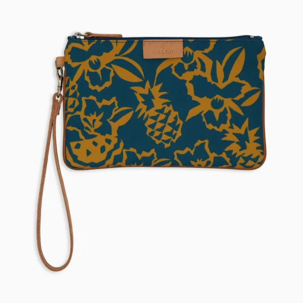 Pochette unisex contemporanea azzurra con motivo ananas, anguria e fiori - GALLO
