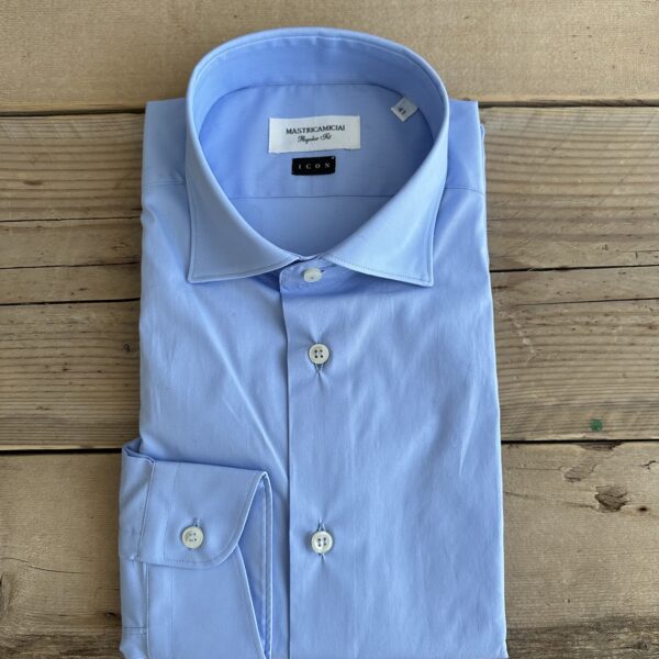 Camicia azzurra in cotone elasticizzato MASTRICAMICIAI