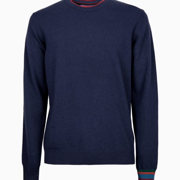 PULL GIROCOLLO BLU POLSO MULTICOLOR - GALLO